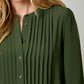 Front Pleated Button Down Shirt