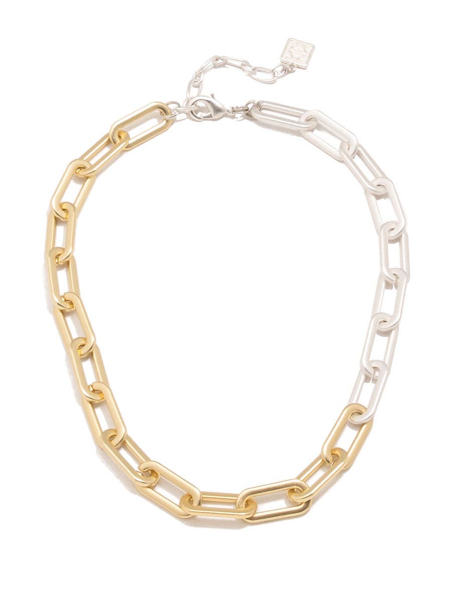 Two-Tone Cable Link Collar Necklace