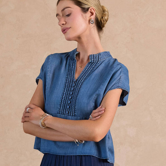Chambray Boxy Cropped Top