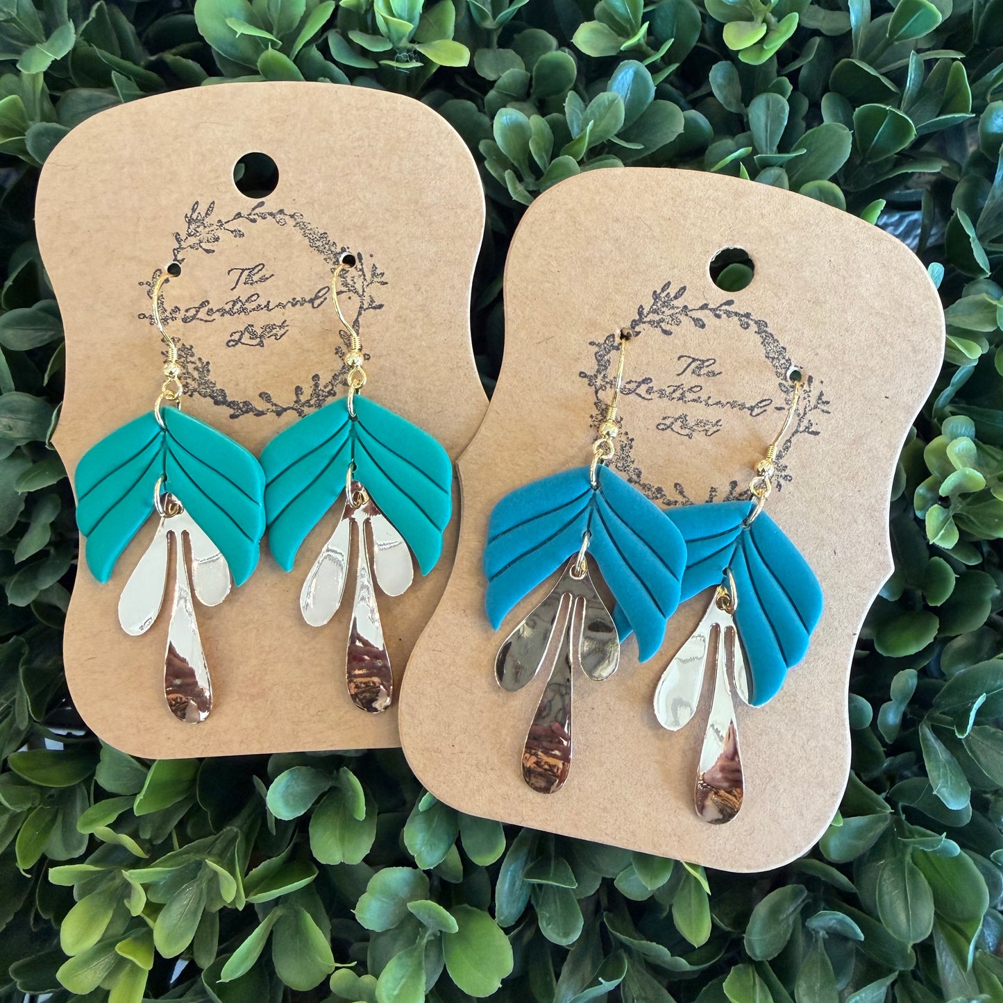 Arrow Abstract earrings w/ gold drops