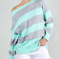 Boat neck long sleeve stripe sweater
