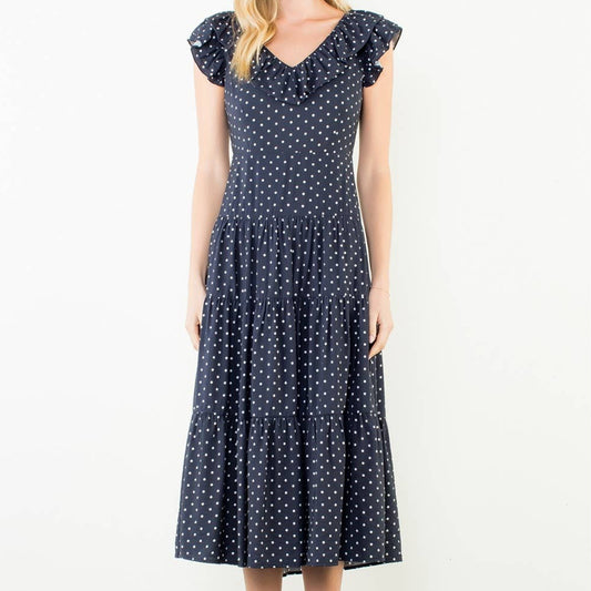 Flutter Sleeve Polka Dot Midi Dress