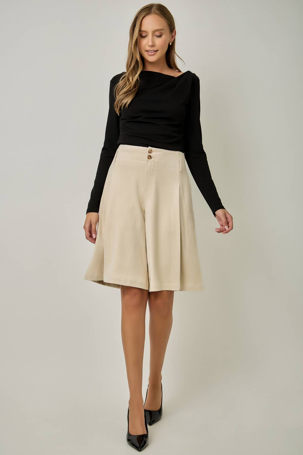 Asymmetrical Draped Ribbed Top