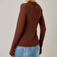 High Neck Striped Henley Top