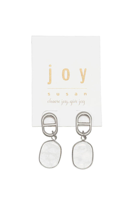 Silver Clear Quartz Dangle Post Earrings
