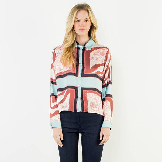 Satin Long Sleeve Pattern Top