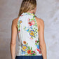 Floral Printed Halter-Neck Sleeveless Blouse