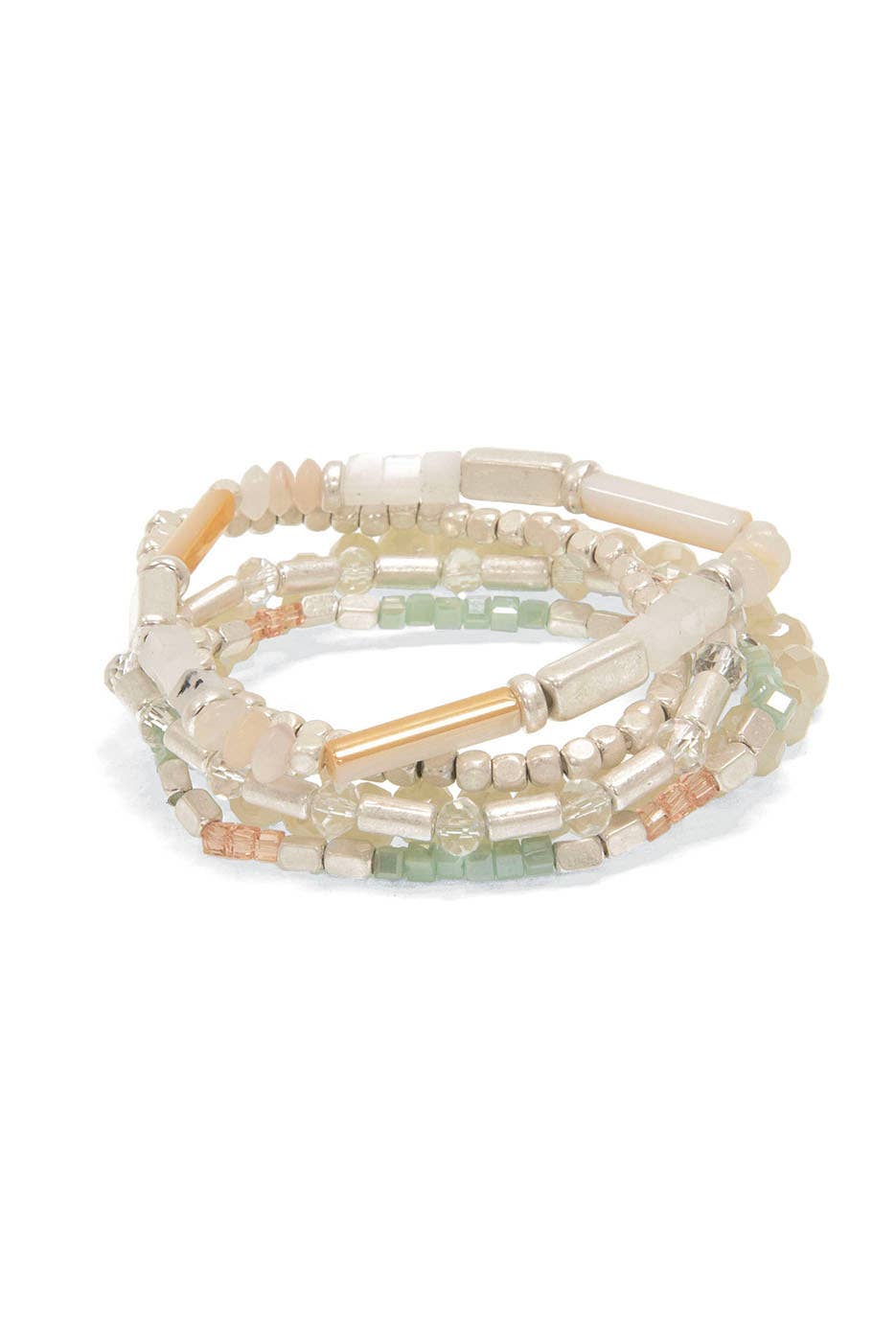 Silver 5 Row Multi Bead Bracelet