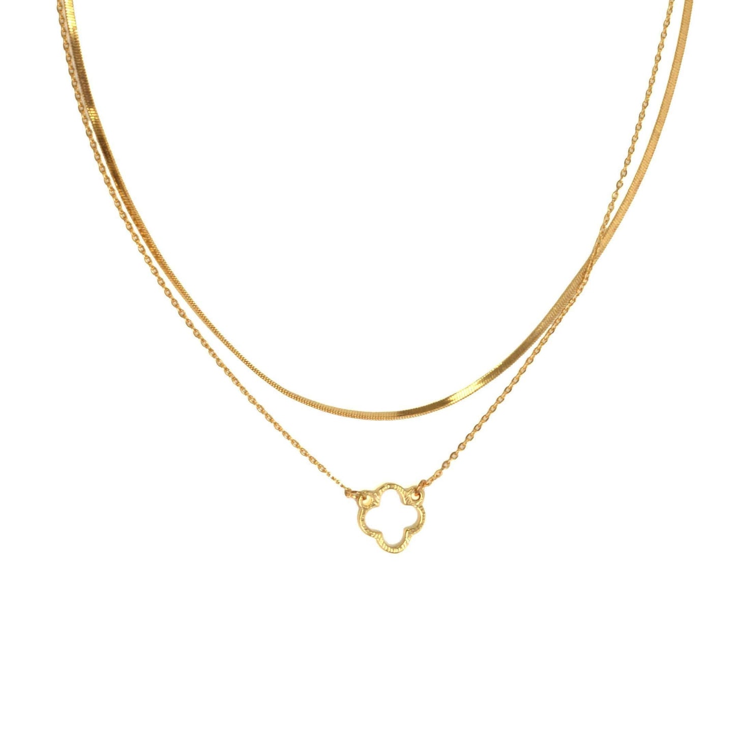15+ Quatrefoil Pendant 2 Row Necklace