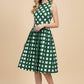 Green Gingham Flare Midi Dress