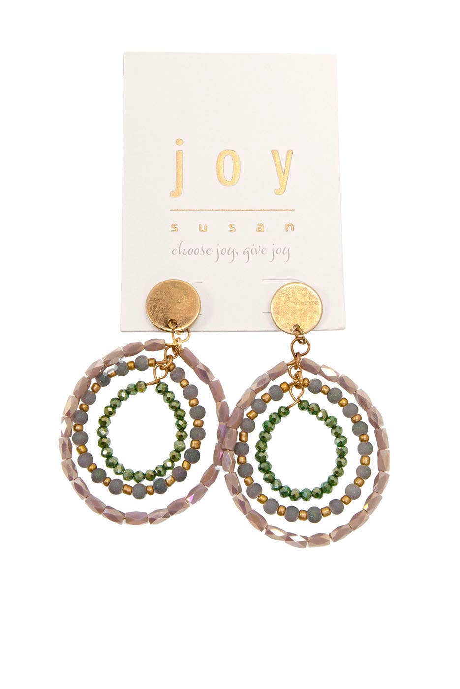 Lilac and Teal Neutral Beaded Loop Post Earrings