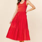 Red Sleeveless Knit Tank Poplin Skirt Dress