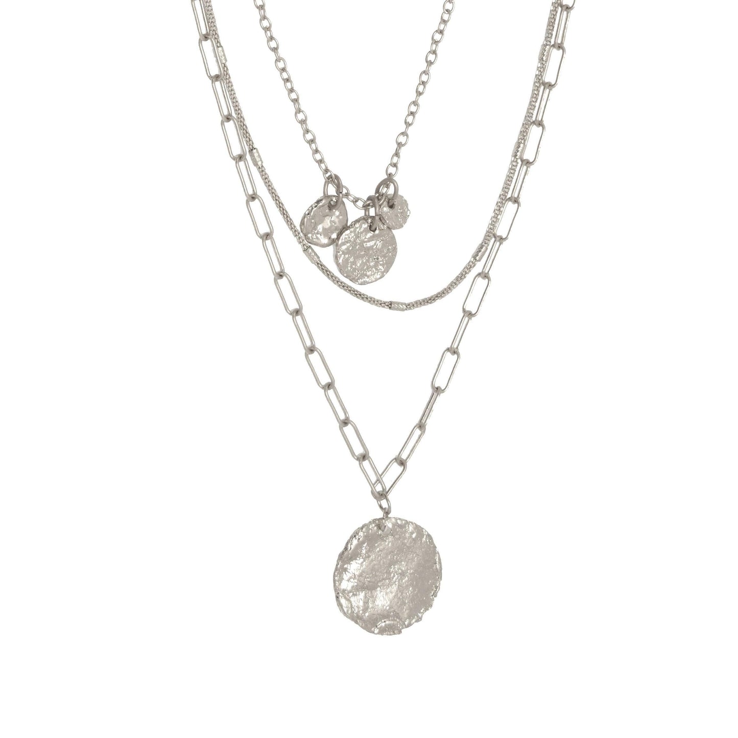 Three Row Multi Chain & Pendants Necklace