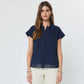 Dot Cap Sleeve Button Up Blouse