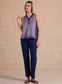 Checkerboard Printed V-neck Sleeveless Top