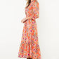 3/4 Sleeve Print Maxi Dress