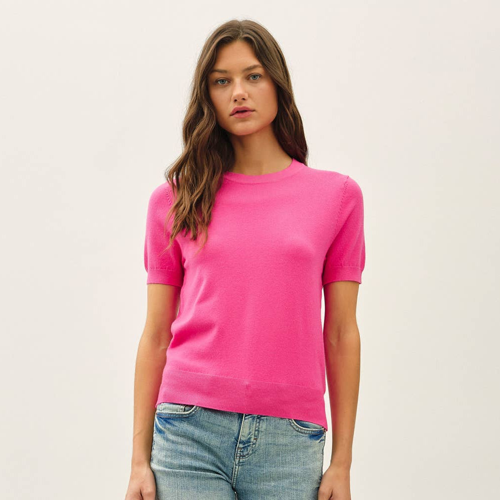 Basic Short Sleeve Sweater Top