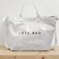 White Pinstripe TOTE BAG with Strap