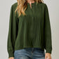 Front Pleated Button Down Shirt