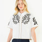Collared Button Up Embroidery Top