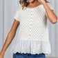 Eyelet Lace Ruffle Hem 100% Cotton Crochet Sweater