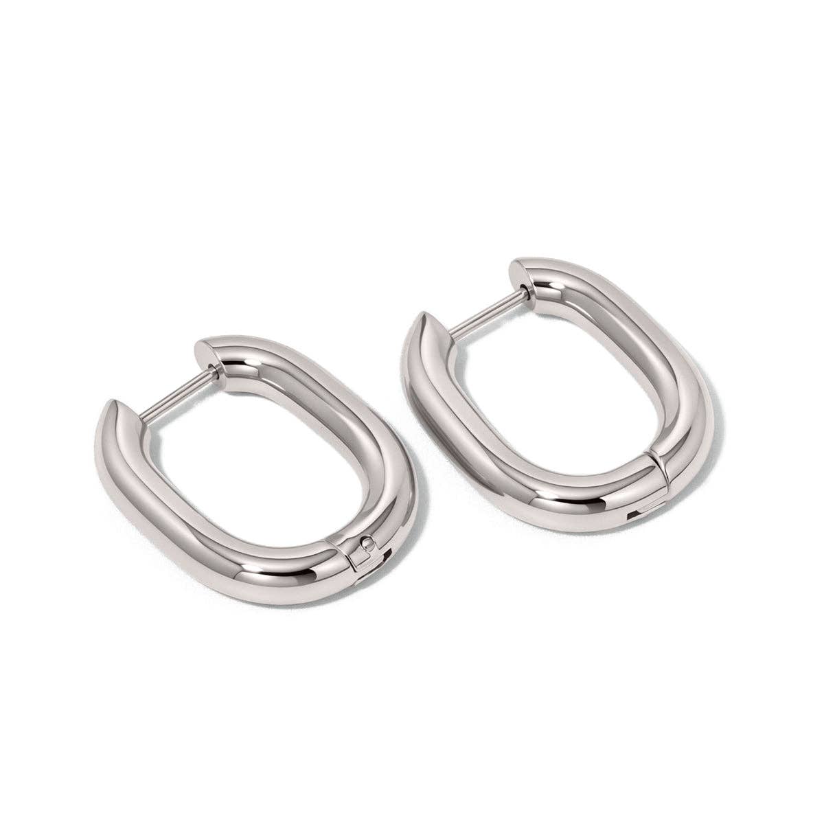 Flirty Fantasy Oval Hoop Earrings - Waterproof