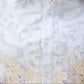 Blue Button Down Stripe Paisley Floral Embroidered Top