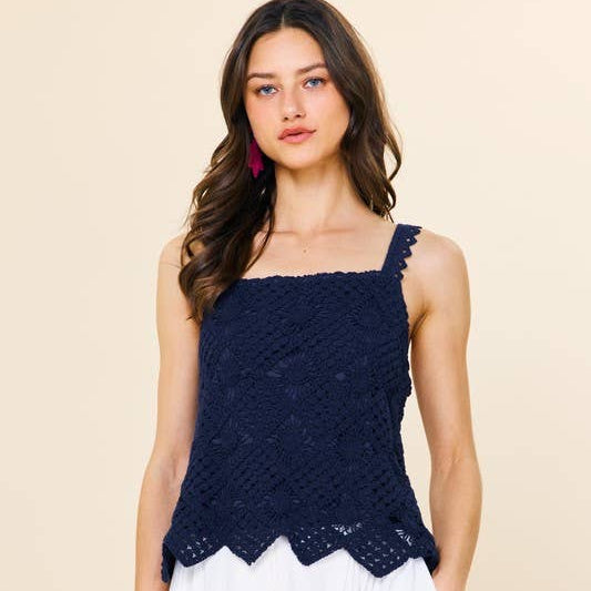Sleeveless Diamond Crochet Top