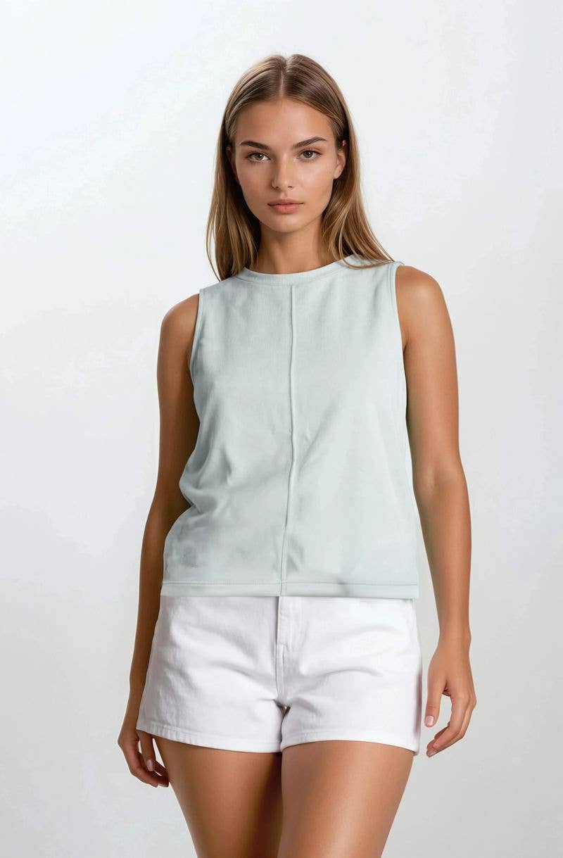 Brushed Modal Sleeveless Swing Top - Sage