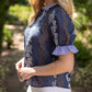 Navy Stripe Ruffle Detail Floral Printed Top