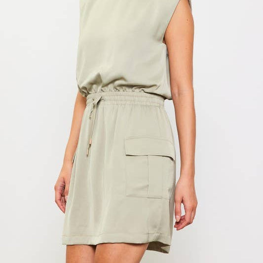 Sage Muscle Utility Mini Dress