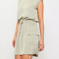 Sage Muscle Utility Mini Dress