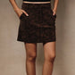 High Waist Leopard Print Stretch Knit Pocket Mini Skirt