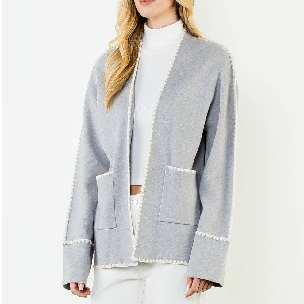Embroidered Cardigan With Pockets