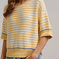 Yellow Striped Contrast Trim Sweater Tee
