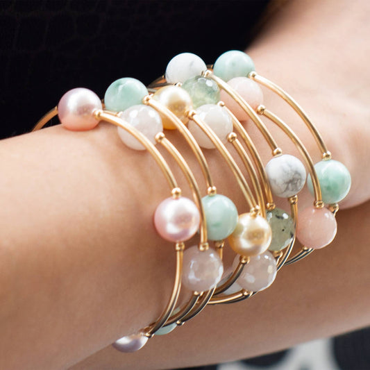 12mm Faceted Rose Quartz in Gold Blessing Bracelet