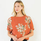 Orange Short Sleeve Loose Floral Top