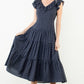 Flutter Sleeve Polka Dot Midi Dress