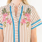 Striped Floral Embroidery Top