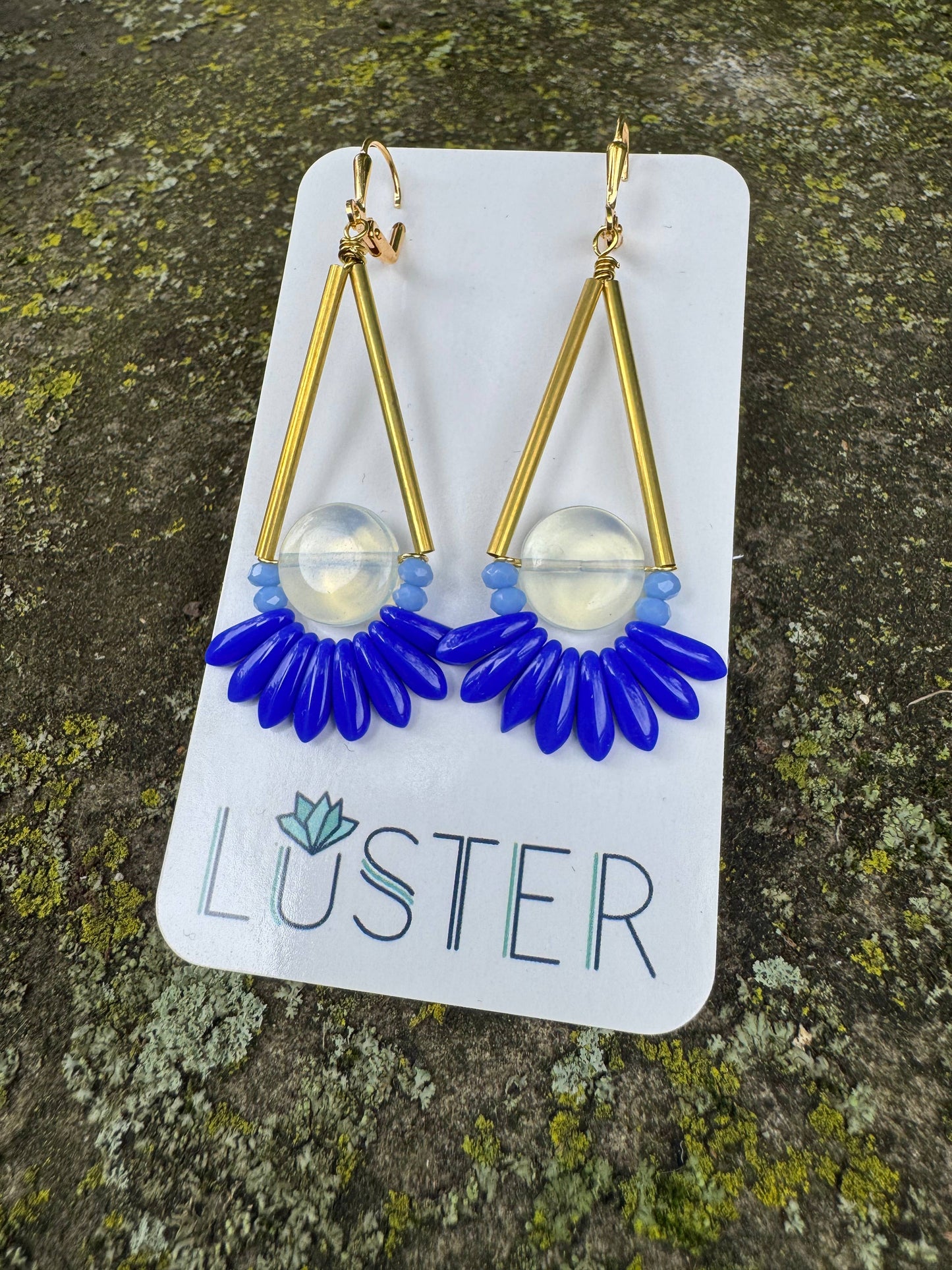 Brass + Stone Bold Lightweight Statement Unique Earrings