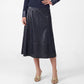 Faux Leather A-Line Midi Skirt
