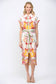 BOTANIC SCARF PRINT SELF TIE WAIST BUTTON DOWN DRESS