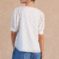 White Textured Star Pattern Short Sleeve Blouse