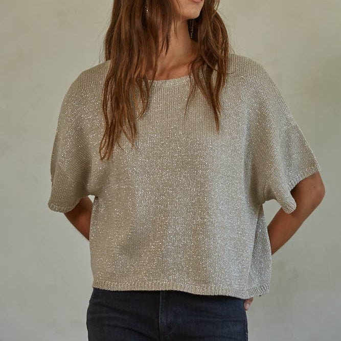 Knit Sweater Lurex Detailed Sleeve Top