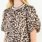 Flowy Puff Sleeve Animal Print Top