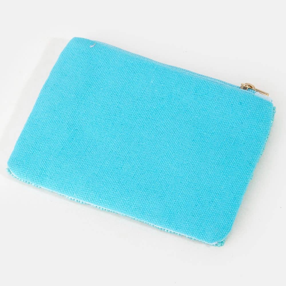 You Cant Afford Me Teal Beaded Coin Purse