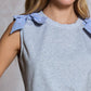 Gray Bow Shoulder Sleeveless Top