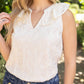 Ivory Sleeveless Ruffled V-Neck Floral Lace Top