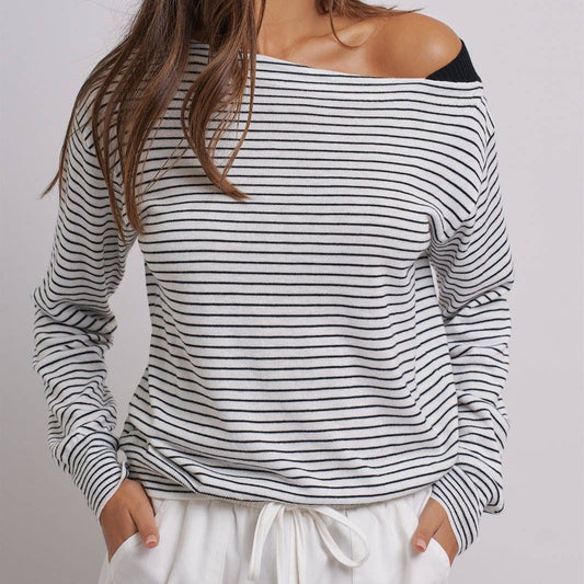 Asymmetrical Striped One-Shoulder Top