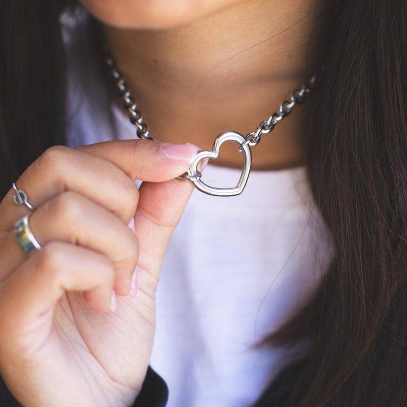 Stainless Steel Open Heart Necklace